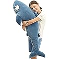HAIJUNYA 48” Blue Giant Sharks Plush, Large Whale Shark Stuffed Animals, Big Ocean Sea Fish Squishy Body Pillow Soft Plushies Toys, Gifts for Kids Girls Boys, Birthday, Valentine's Day