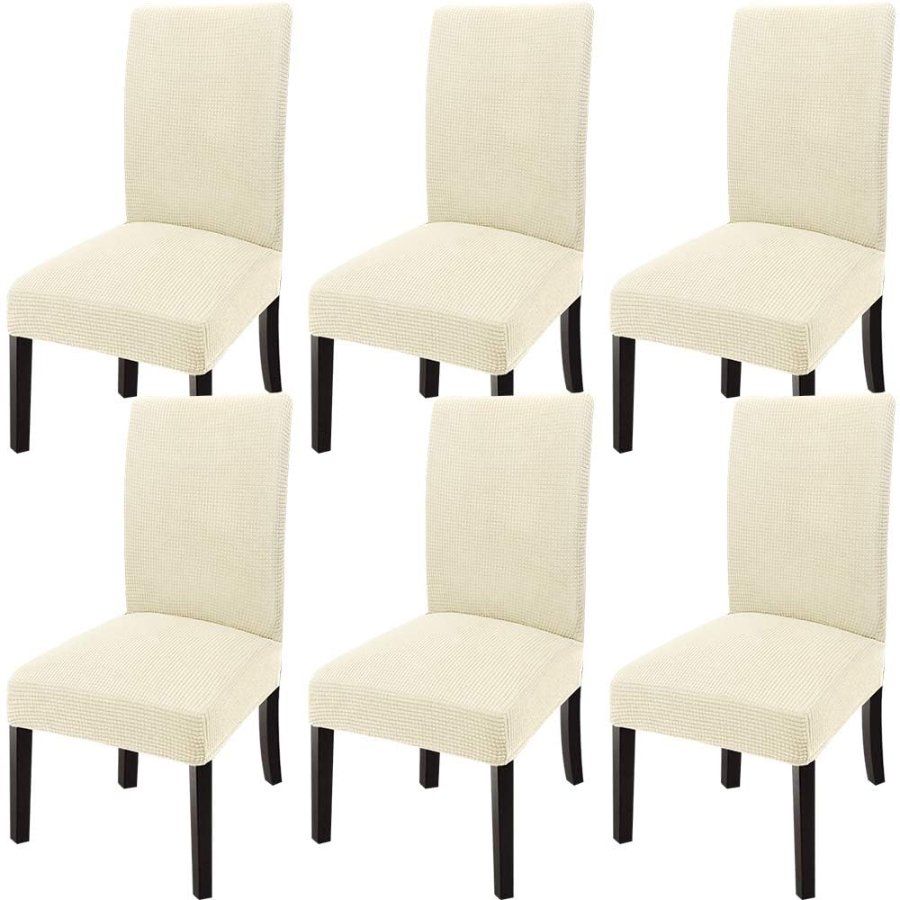 Photo 1 of GoodtoU Chair Covers for Dining Room 6 Pack, Stretch Parson/Dining Chair Slipcover Removable Washable Chair Protector for Home/Restaurant/Banquet,Forros para Sillas de Comedor(Cream, Set of 6)