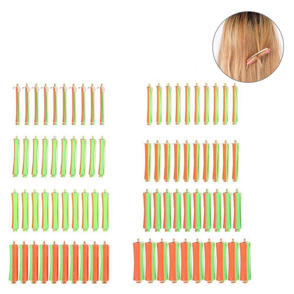 Perm Curlers, 80Pcs Hair Rollers with Rubber Band Salon Standard Wave Rods Heat Perm Curling 1-8 Sizes Hair Clip Curlers DIY Hairdressing Hairstyling Fixing Tool for Girls Women