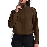 YIPINK Cropped Sweatshirt for Women Workout Tops Soft Pullover Half Zip Long Sleeve with Drawstring Pockets Casual