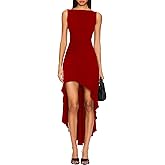 SHESEEWORLD Womens Summer Sleeveless Boat Neck Midi Dress Ruched Bodycon Wrap Ruffle Hem Cocktail Formal Dresses