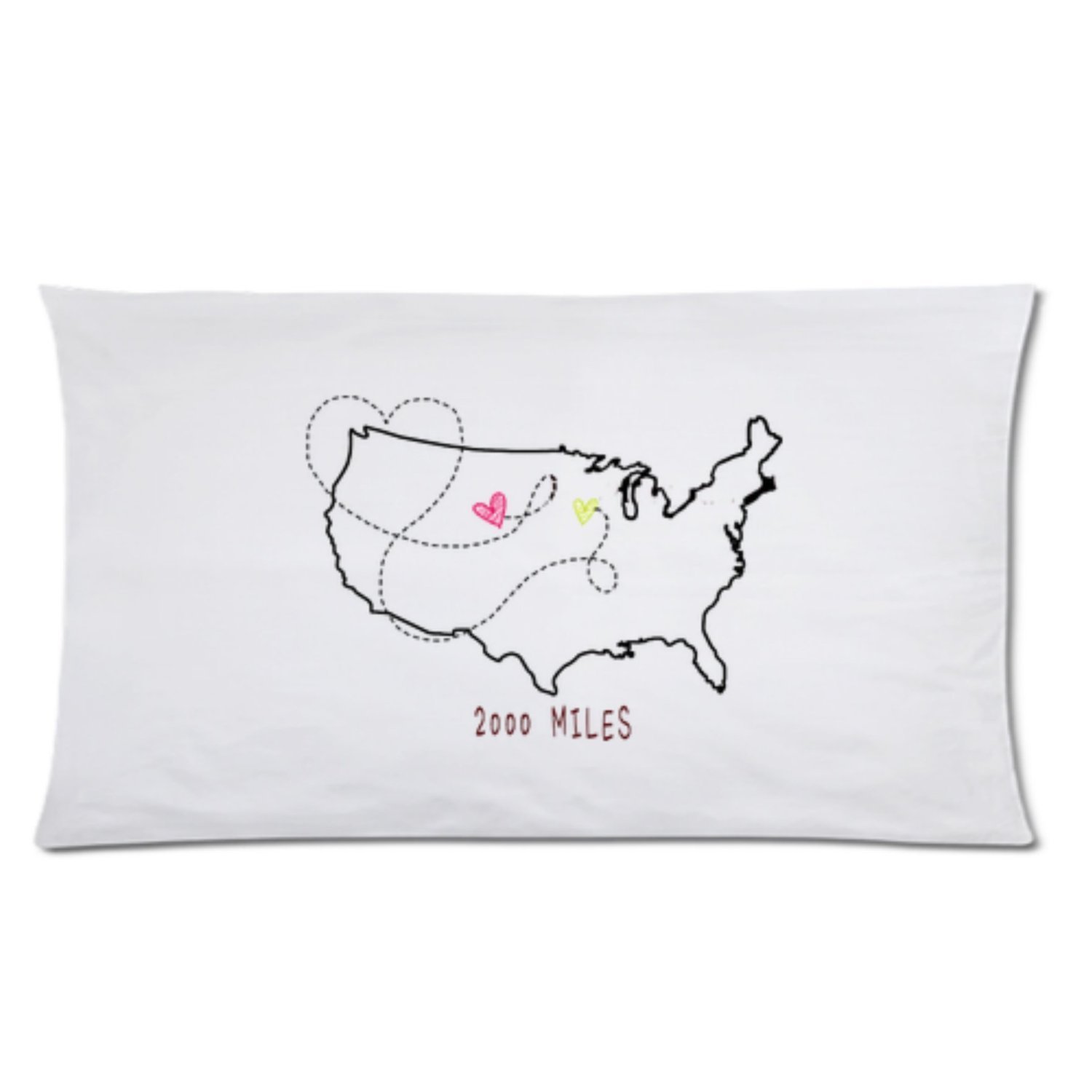 Long Distance Pillow Case Cute Long Distance Love Rectangle