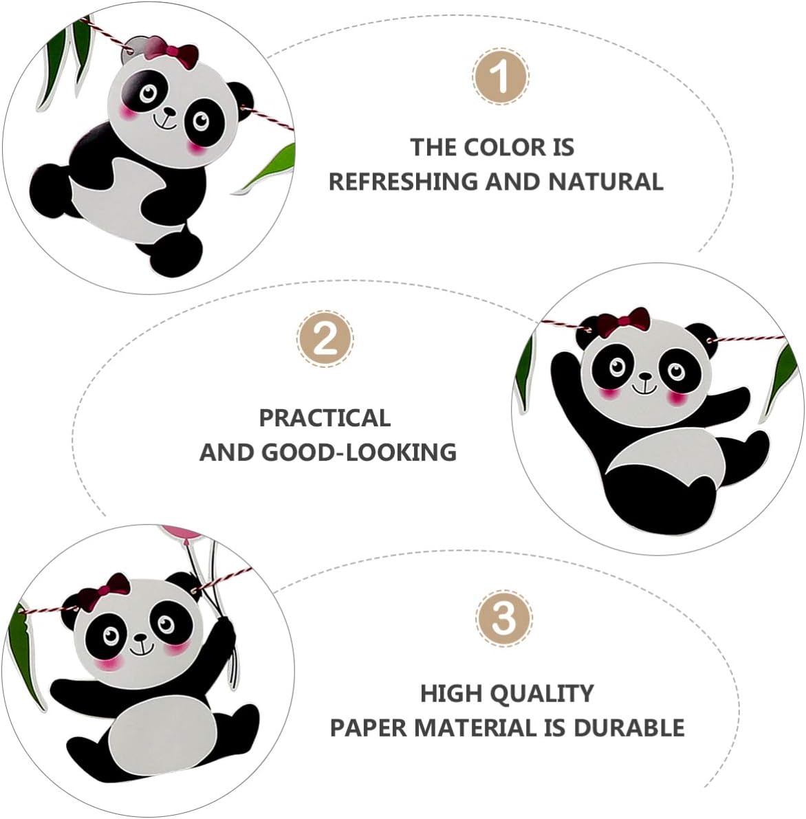 Amosfun Gaint Panda Banner Paper Panda Hanging Bunting Birthday Party Pull Flags Garland Kid Party Decor for Baby Shower Panda Themed Party(Black White) - Image 5