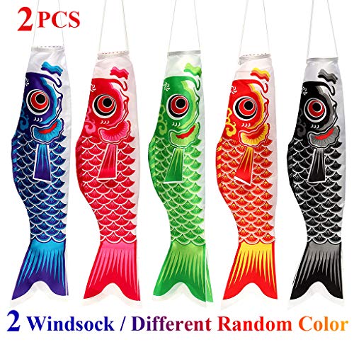 Koi Fish Windsock Flag Kite Koinobori Home Outdoors Hanging Decoration Unique Garden Streamer Flags 28inch 70cm Random Color 2Pc
