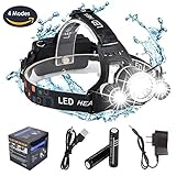 DABASO Rechargeable Headlamp,Adjustable Headband and 90 Degree Moving Light,8000 Lumen Waterproof LED Headlight with 4 Brightness Modes for Running Camping Cycling Fishing Hunting Climbing