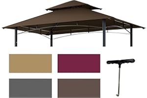 Warmally 8x5 Gill Gazebo BBQ Canopy Replacement Top for Model #L-GG001PST-F,Gazebo Grill Canopy BBQ Gazebos Top Cover Only（Dark Brown）