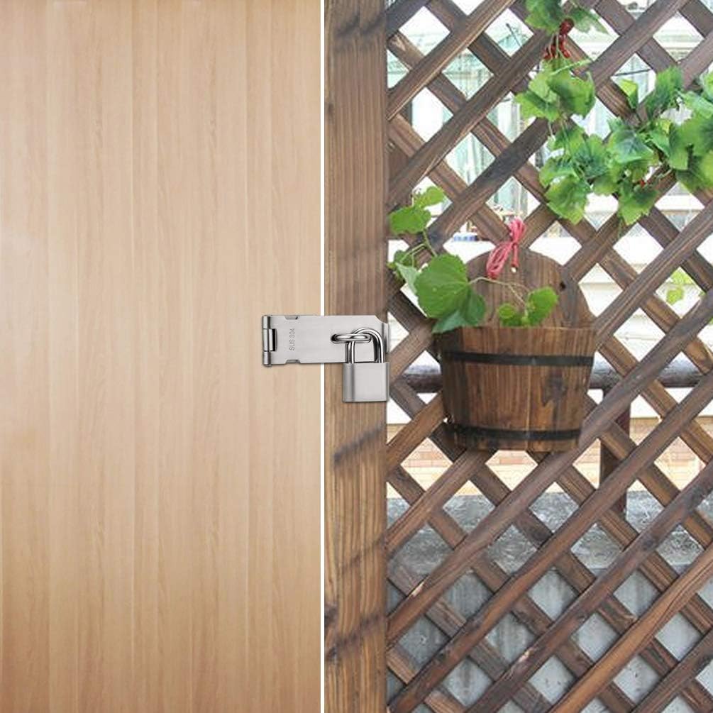 4 Pcs Security Door Locks Hasp Latches, Stainless Steel Safety Packlock Clasp with Screws for Cabinet, Furniture, Drawer, Cupboard (2 Pack 5 inch Padlock Hasp + 2 Pack 4 inch Padlock Hasp) - - 