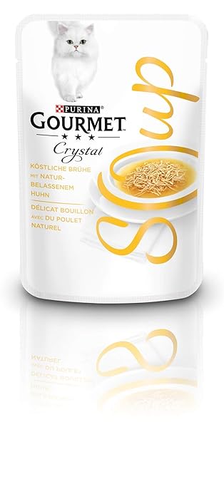 Purina GOURMET Crystal Soup Köstliche Brühe, mit naturbelassenen Zutaten, edles Katzenfutter, Tiernahrung, Ergänzungsfuttermi