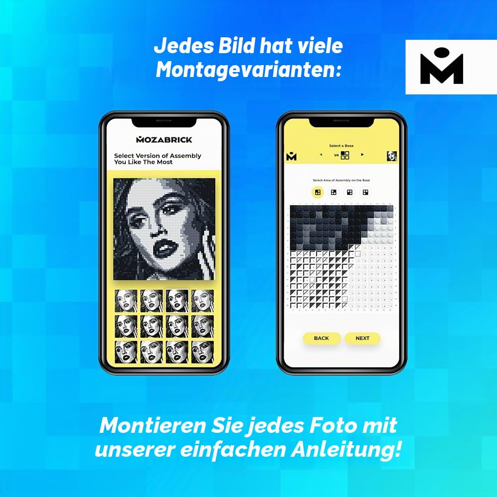 MOZABRICK Set S- Klemmbaustein Mosaik Foto Bausatz, personalisiertes Geschenk, Benutzerdefiniert, Bild Baukasten, Bauset, Pixel Art Kunst Steckbaustein Gemälde 4
