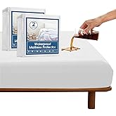 2 Pack Twin Mattress Protector Waterproof Mattress Pad Cover for Kids Soft & Breathable Noiseless Fits up -14'' Depth Skin-Friendly Machine Wash Mattress Topper Protector Twin Sheets