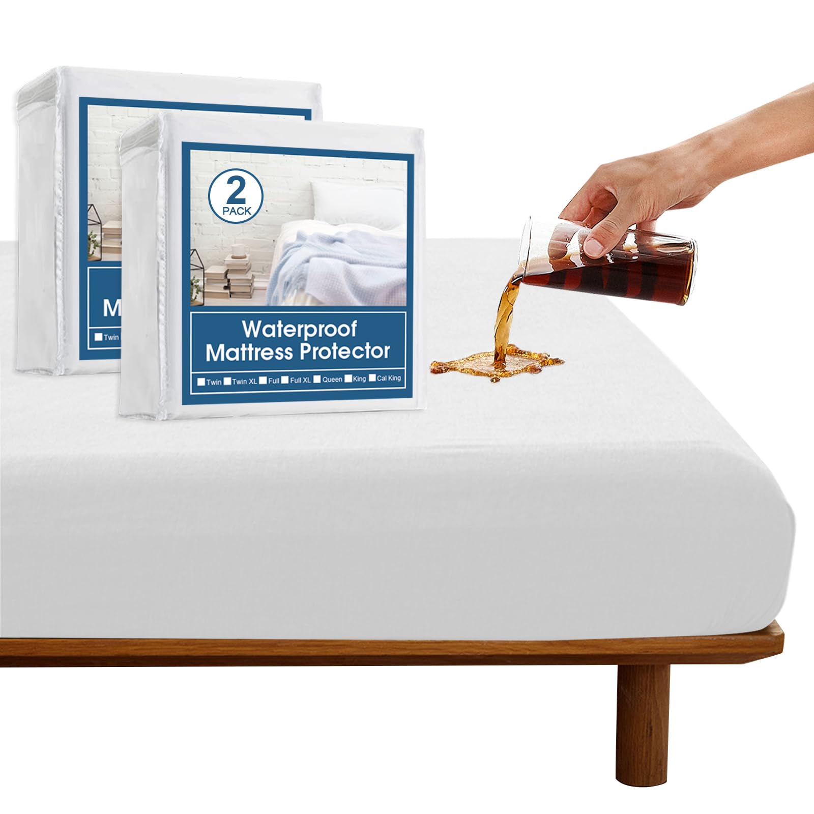 Photo 1 of ****ONLY 1 ***2 Pack Twin XL Mattress Protector Waterproof up - 14" Noiseless & Breathable Mattress Topper Pad Cover Twin Extra Long Fitted Sheets, Machine Washable