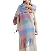 TYHOTULY Chunky Scarf for Women Winter Plaid Thick Warm Long Shawl Wraps Cold Weather Big Christmas Fashion Blanket Scarves