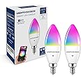 Lightinginside Candelabra Smart Light Bulbs 60W Equivalent, 500LM 6W E12 LED Bulb Compatible with Alexa/Google Home, RGBCW Candle Bulb for Chandelier, No Hub Required, 2.4G WiFi Only, ETL Listed, 2PCS