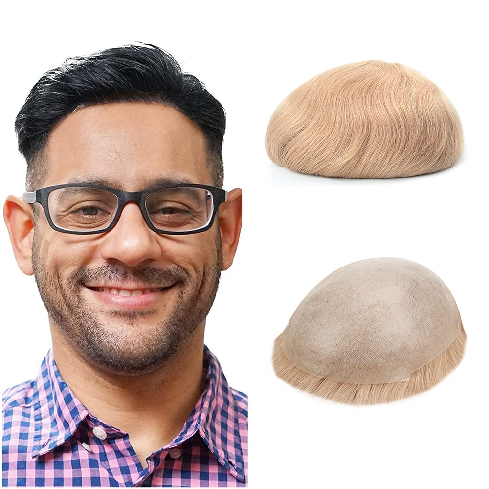 Lordhair 0.06mm Hair System for Men Thin Skin Toupee for Men, Base Size 8X10 Inch V-looped Hairpiece Medium Density Hair Replacement System