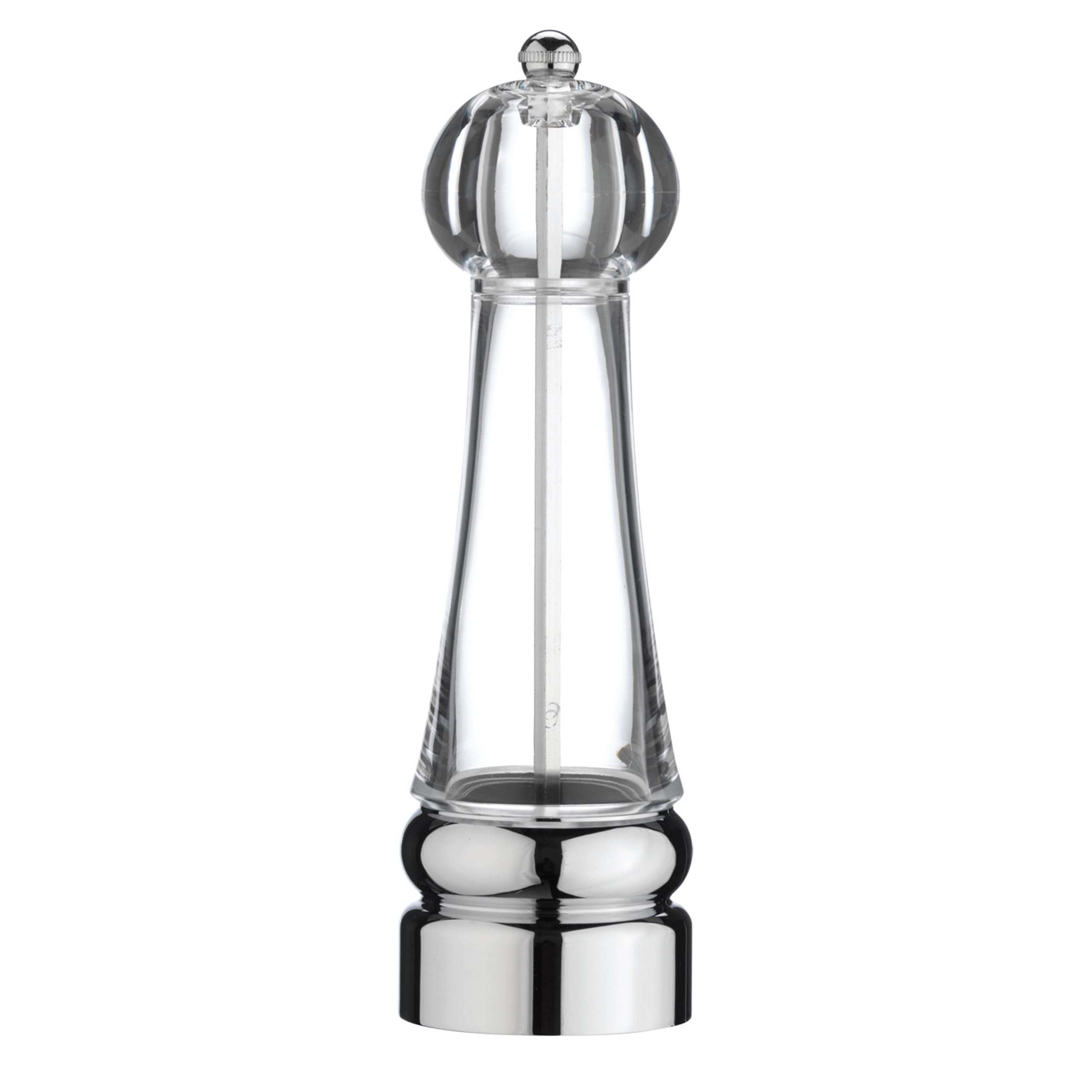 Grunwerg Stainless Steel & Acrylic Single High Pepper Mill, 22cm