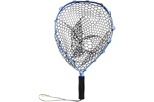CHILDWEET Aluminum Alloy Hand Dip Fishing Net 30x35cm Rubber Coated Hoop for Boating and Fly Fishing
