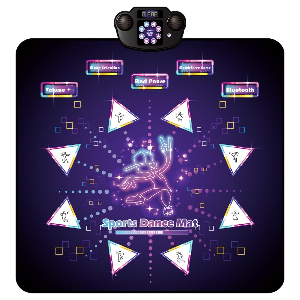LANPOPO Dance Mat For Girls, Light Up Musical Play Mat For Kids,Bluetooth,Charge For Use,5 Ways To Play,Birthday, Christmas, and New Year Gifts For 3-12 Year Old Girls And Boys