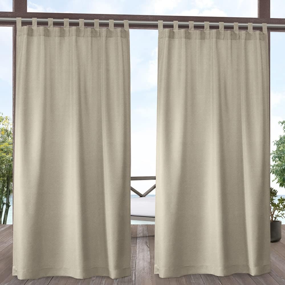 Outdoor Curtains - Exclusive Home Biscayne Indoor/Outdoor Two Tone Textured Hook-and-Loop Tab Top Curtain Panel, 54