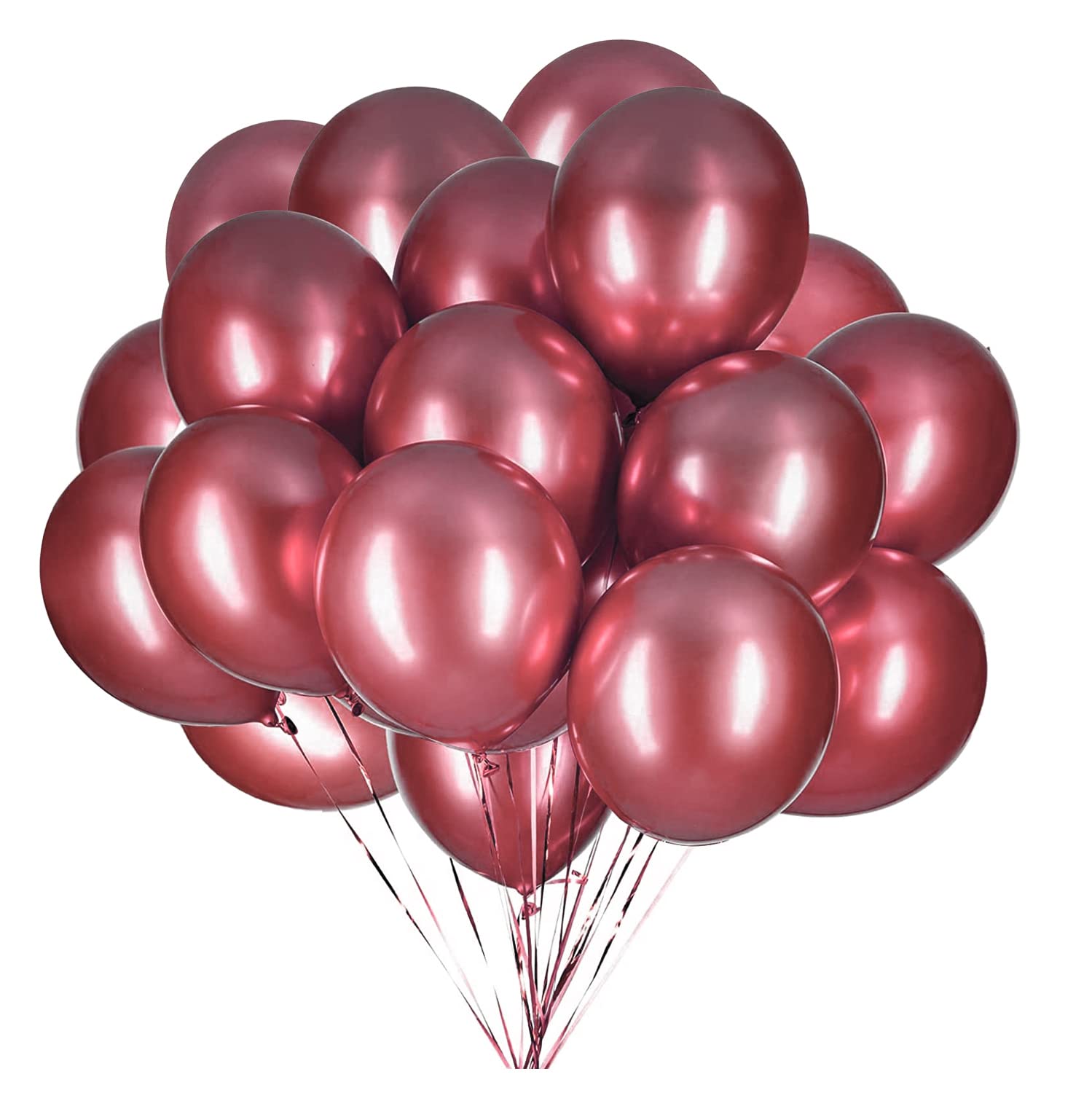 Vsosfiza 12inch Red Metallic Balloons Latex Helium Chrome Red Balloons Red Latex Balloons(50Pack)