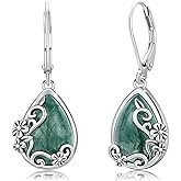 Hagkew Tree of Life Earrings 925 Sterling Silver Family Tree Dangle Drop Earrings Blue Circle Crystal Jewelry Birthday Christmas Gifts for Women Mom