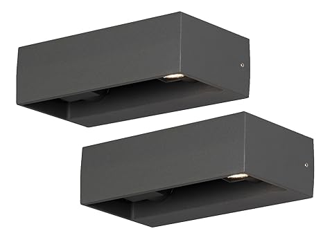 Eckige LED Außenleuchte 2er Set, Anthrazit Up & Down einstellbar 12 Watt IP54 Wandlampe Außenbereich Fassadenbeleuchtung, Konstsmide
