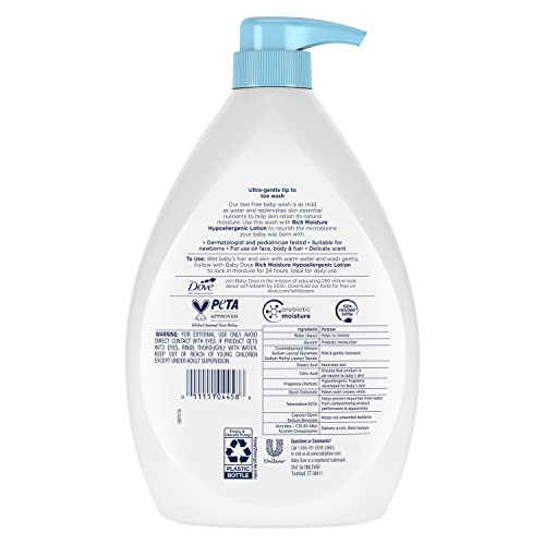 BABY DOVE SENSITIVE SKIN HYDRATING BODY WASH | TEAR-FREE & HYPOALLERGENIC | PEDIATRICIAN TESTED | 34OZ