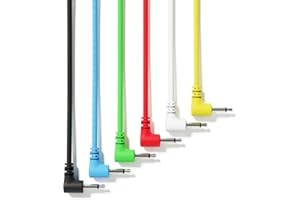 ExcelValley - Right Angle Mono Modular Patch Cables TS 3.5mm 1/8 inch Eurorack Synthesizer [6A-Pack | 90 cm - 35.43"]