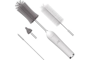 Chefhandy Baby Bottle Brush-Electric Cleaner Set with 4 Brush Heads, Silicone Nipple Brush with Storage Rack,USB Rechargeable and 3 Adjustable Speeds