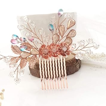 Buy Aegenacess Rose Gold Wedding Hair Comb Glass Crystal
