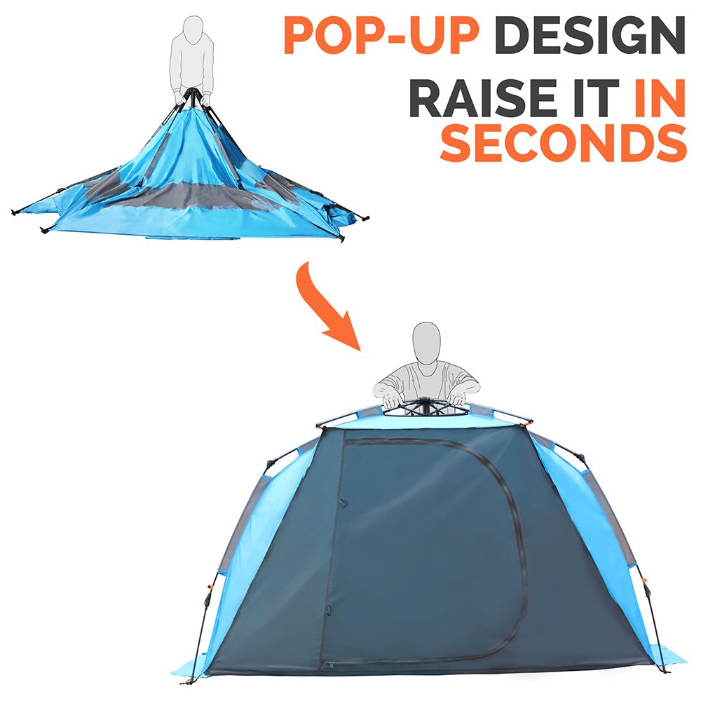 OutdoorMaster Pop Up Beach Tent - Easy to Set Up, Portable Beach Shade with SPF 50+ UV Protection for Kids & Family