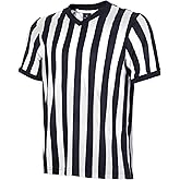 allentian Men Referee Shirt, Official Black Stripe Ref Umpire Jersey, Pro-Style V-Neck Uniform, Basketball, Football