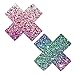 Neva Nude Super Sparkle Rock Kandi Glitter X Factor Nipztix Pasties Nipple Covers for Festivals, Raves, Parties, Lingerie and More, Medical Grade Adhesive, Waterproof and Sweatproof, Made in USA