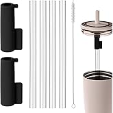 Tumbler Straw Set for Brümate Era 40oz Tumbler, Include 2pcs Tumbler Straw Cover Cap 4pcs Reusable Tumbler Straw Replacement 1pcs Straw Cleaner Brush 40oz Tumbler Straw Accessories (Black)