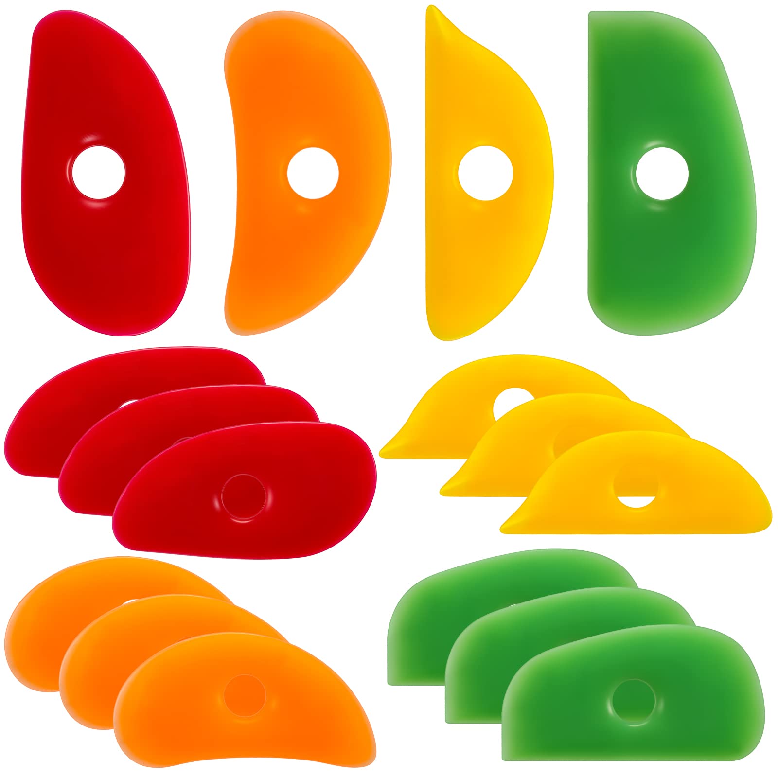 Sherr 12 Pcs Soft Rubber Rib for Pottery Clay Silicone Ceramics Tools Multi Styles Pottery Rubber Clay Ceramic Ribs for DIY Smooths Shapes Sculpting Ceramics Tool(Classic Style,Classic Color)