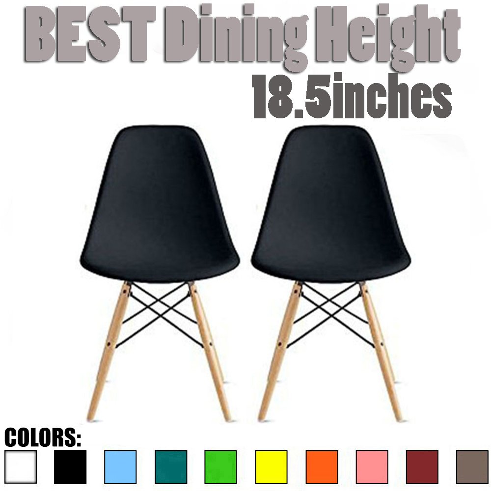 2xhome Set of Two (2) Black Eames Side Chair Eames