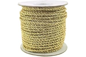 Firefly Imports 2-Ply Twist Cord Rope Roll with Gold Trim, 3mm/25-Yard, Gold