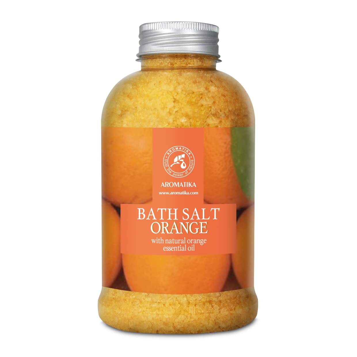 AROMATIKA Orange Bath Salts with Natural Essential Oil – 600 g Aromatherapy Bath Soak for Good Sleep, Stress Reduction & Relaxation, Body Care, Beauty, Wellness, Home Spa & Self Care, Gift Idea