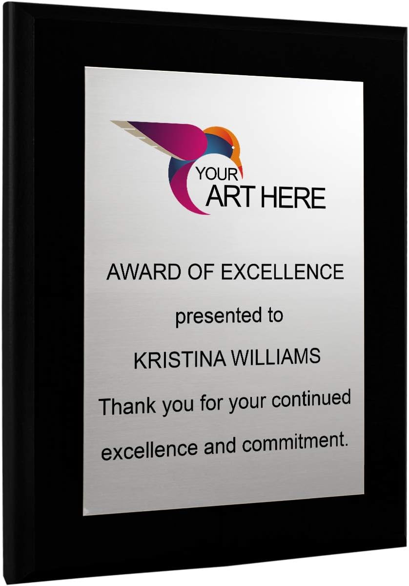 Plaques & Wall Art - Custom Aluminum Metal Award Plaque with Full Color Printing - Include Photos Or Logos and Your Personal Text (7 x 9