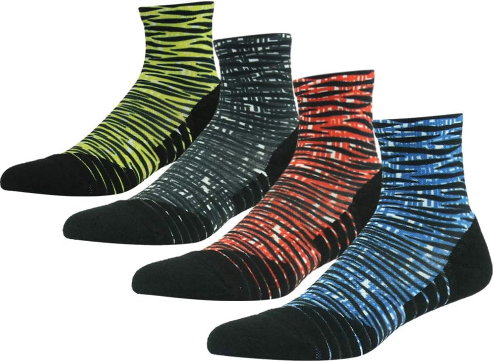 HUSO Unisex Digital Printed Quick Wicking Quarter Hiking Socks 4 Pairs