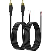CableCreation RCA to Speaker Wire Adapter, 2 Bare Wire Cables to RCA Plug Adapter Repair Cord Compatible with Speaker Amplifi