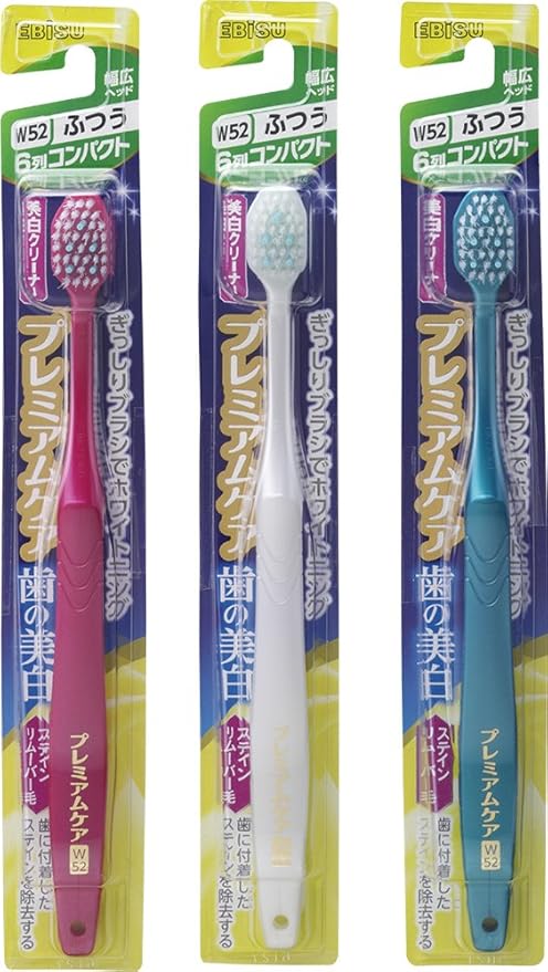 Amazon エビス 歯ブラシ プレミアムケア 歯の美白 6列コンパクト ふつう 3本組 色おまかせ エビス ビューティー 通販