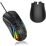 RaceGT RGB Gaming Mouse Wired with Detachable Rear Cover,13 Backlit Modes,7 Adjustable DPI Up to 7200, Ergonomic Honeycomb Sh