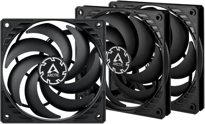 ARCTIC P12 Slim PWM PST 3 Pack 120mm PC Case Fan 300-2100 RPM Black