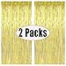 FECEDY 2pcs 3ft x 8.3ft Gold Metallic Tinsel Foil Fringe Curtains Photo Booth Props for Birthday Wedding Engagement Bridal Shower Baby Shower Bachelorette Holiday Celebration Party Decorations primary