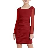 EXARUS Girls Formal Long Sleeve/Spaghetti Strap Dress Teen Party Dance Tween Juniors Tight Cute Bodycon Short Dresses