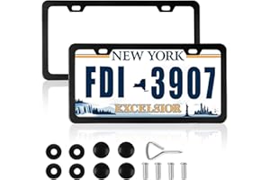 REGUICORP Car Plate Frame 2P, Rust-Proof Aluminum License Plate Frames with Screw Caps and Fasteners, Matte Black License Plate Frames for Front and Rear Car Tags