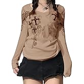 Grunge Clothes for Women Y2K Tops Long Sleeve Fairy Grunge Aesthetic Shirts Teen Girls Vintage Graphic Tees Fall