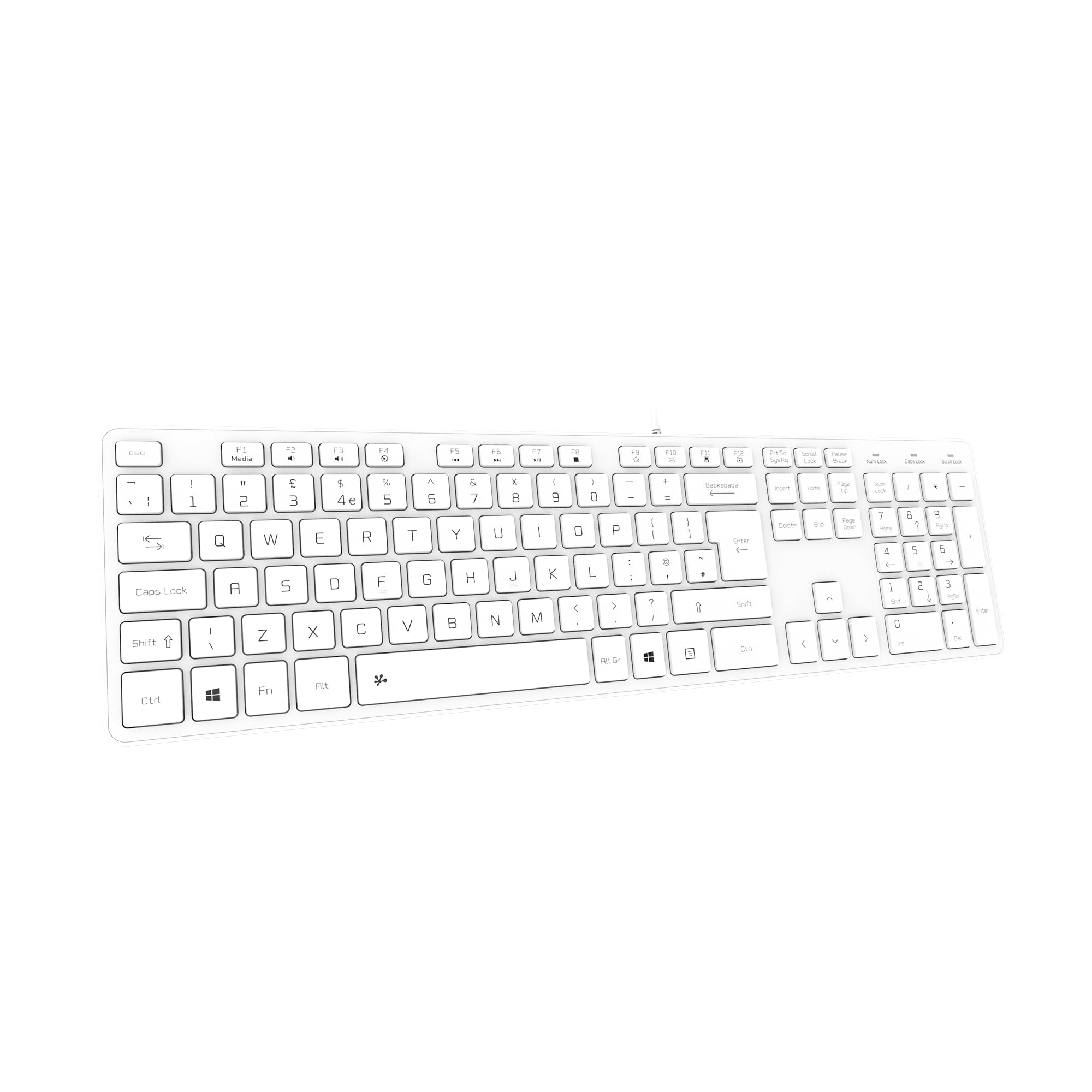 B.FRIENDIT Slim USB Wired Keyboard, Soft Touch and Quiet Key for PC, Laptop and Computer, Full Size QWERTY UK Layout - White