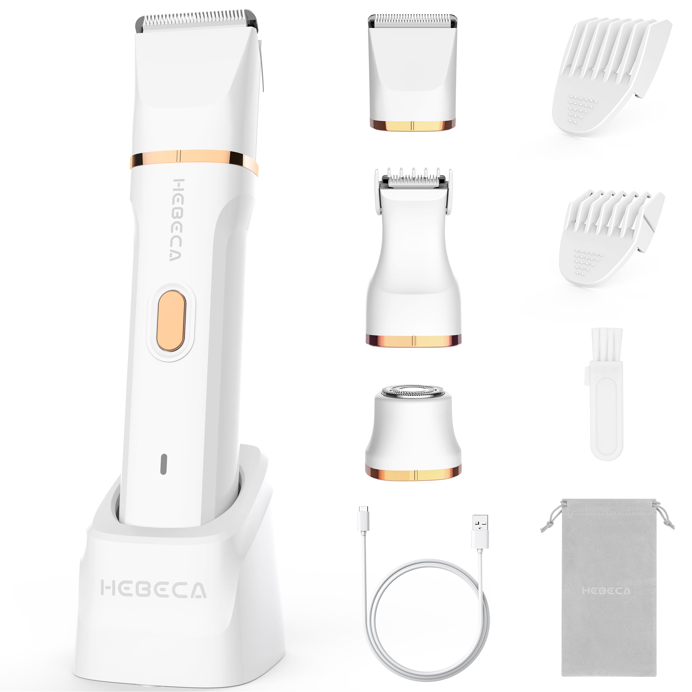 Photo 1 of HEBECA Bikini Trimmer for Women, 3in1 Electric Razor for Women with Facial Trimmers & Intimate Shaver for Sensitive Skin, Waterproof Wet & Dry Use Rechargeable Pubic Hair Trimmer Removal