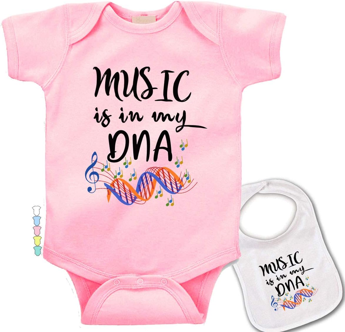 Music is in My DNA -Cute Custom Arts Theme Baby Bodysuit Onesie & bib Gift Set